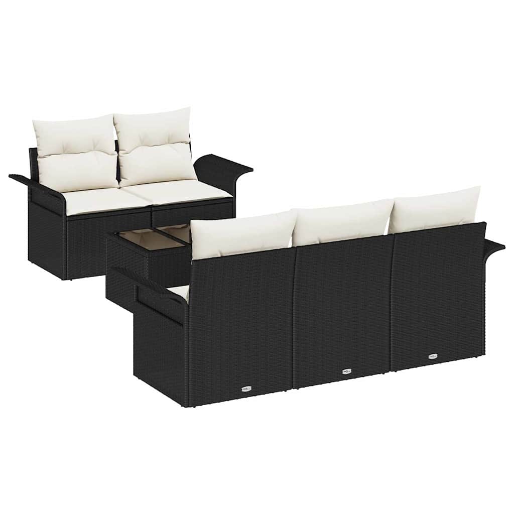 vidaXL Zestaw Sof z poduszką 6 pcs Czarny polirattan