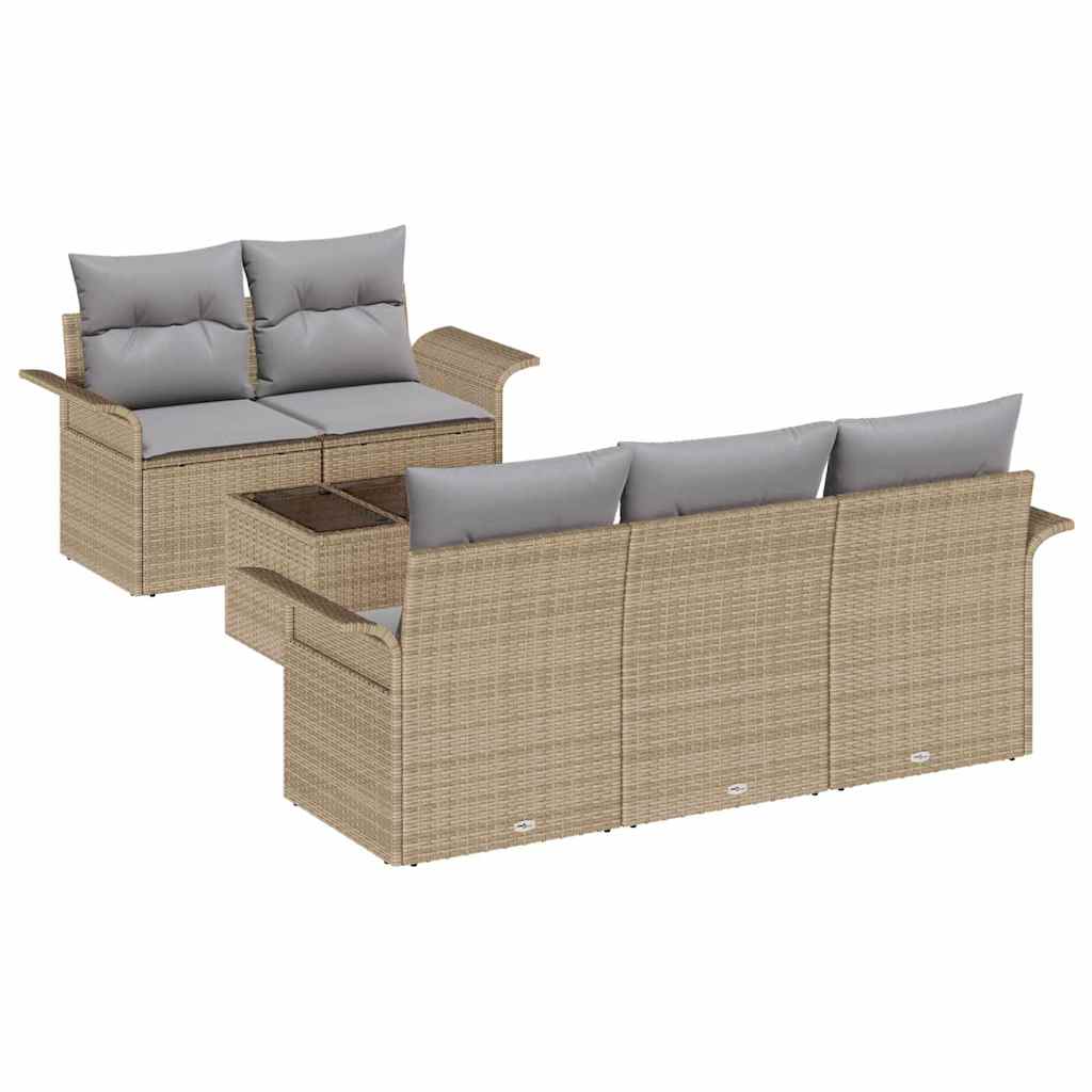 vidaXL Zestaw Sof z poduszką 6 pcs Beżowy polirattan