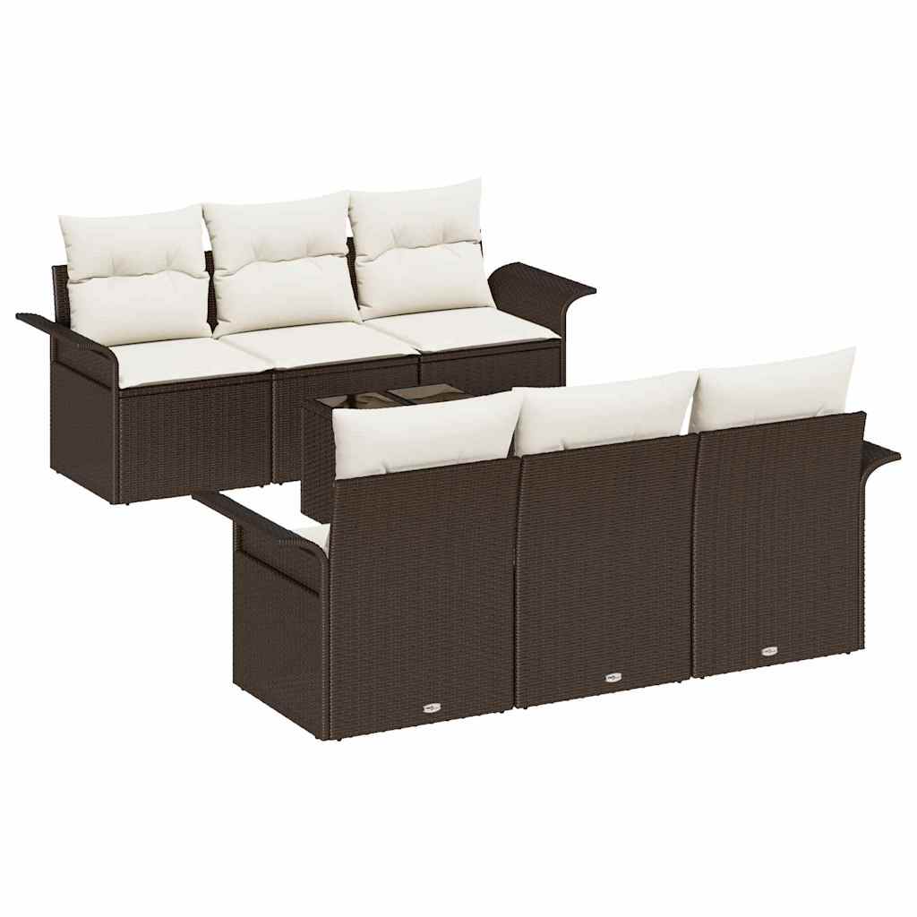 vidaXL Zestaw Sof na Ogród z poduszką 7 pcs Brązowy polirattan