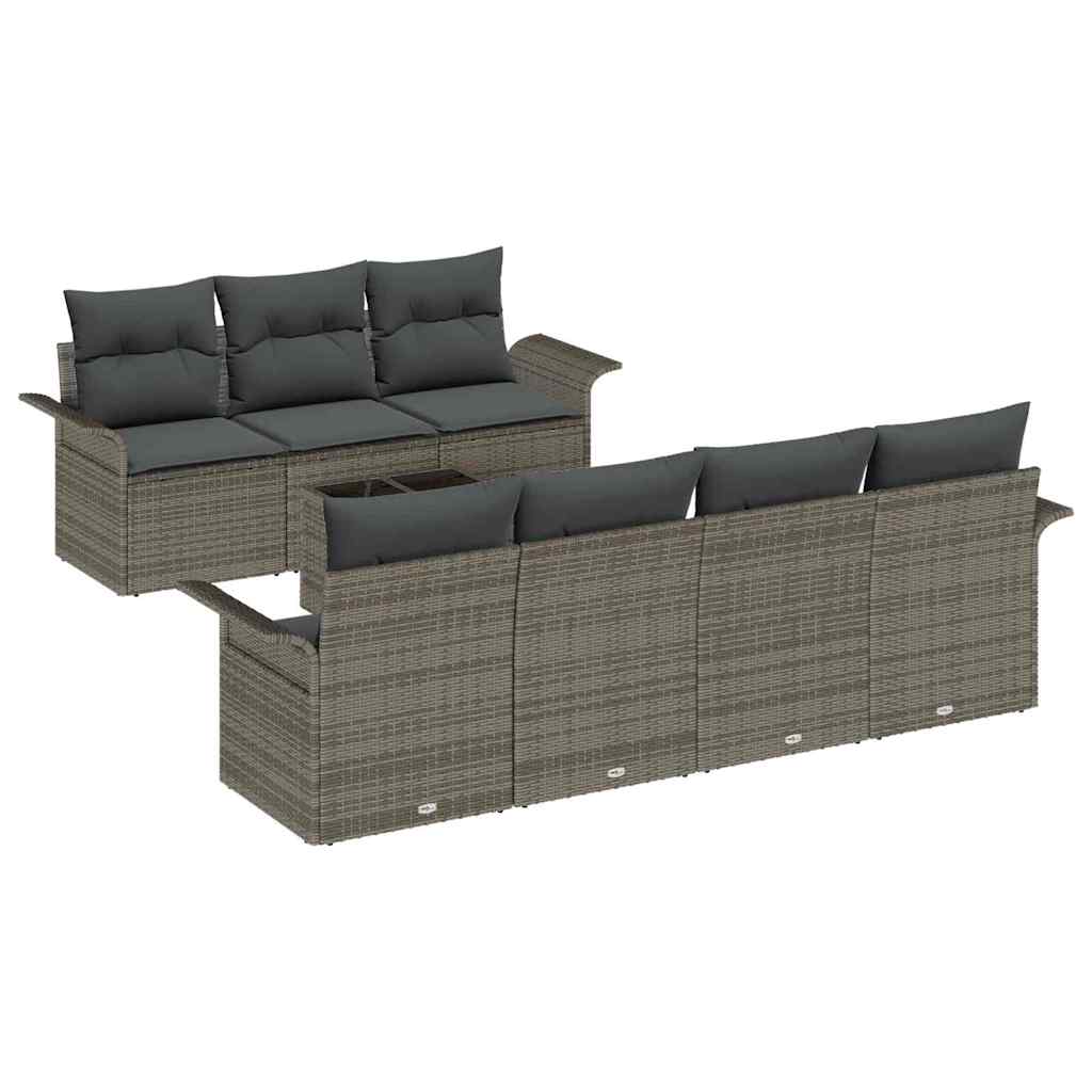vidaXL Zestaw Sof na Ogród z poduszką 8 pcs Szary polirattan