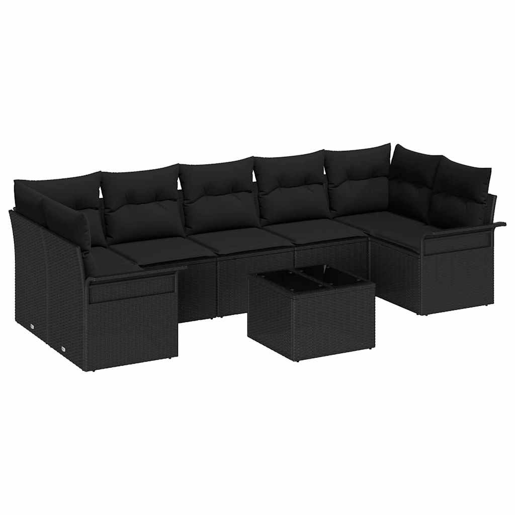 vidaXL Zestaw Sof na Ogród z poduszką 8 pcs Czarny polirattan