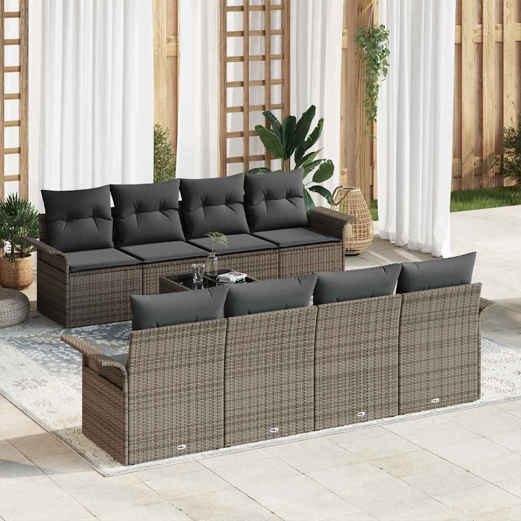 vidaXL Zestaw Sof na Ogród 9 pcs Szary Polirattan