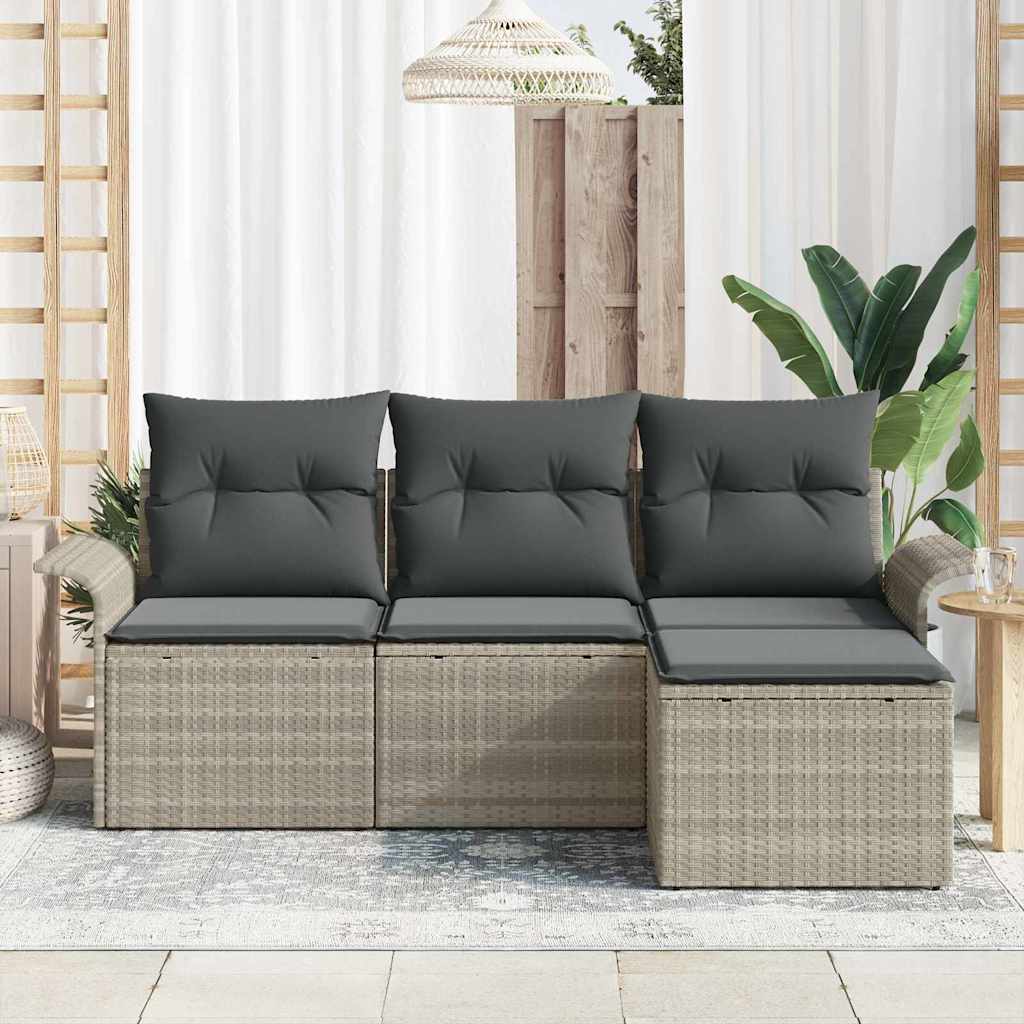 vidaXL Zestaw Sof z poduszką 4 pcs Szary polirattan
