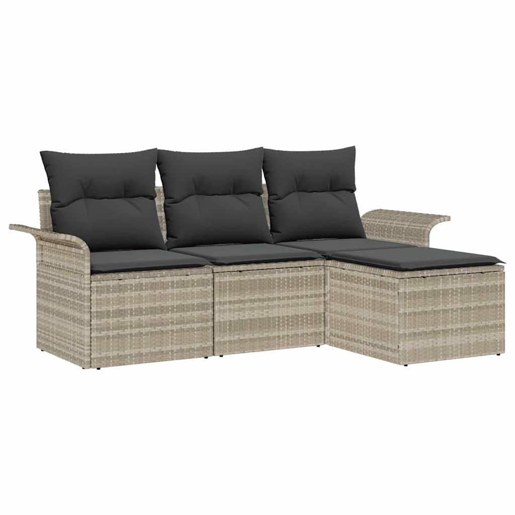 vidaXL Zestaw Sof z poduszką 4 pcs Szary polirattan