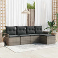 vidaXL Sofa na zewnątrz z poduszką 5 pcs Szary polirattan