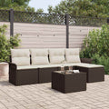 vidaXL Sofa na zewnątrz z poduszką 6 pcs Brązowy polirattan