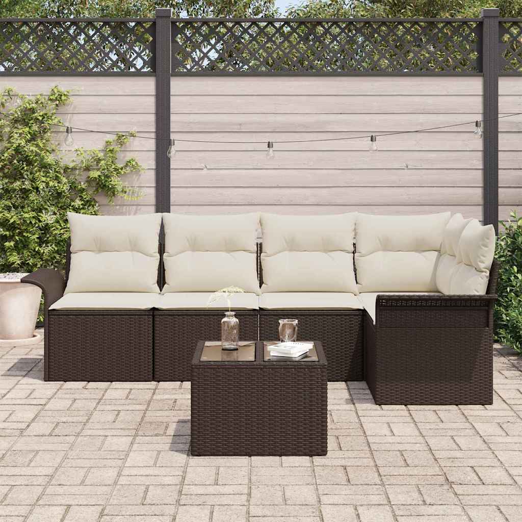 vidaXL Zestaw Sof na Ogród z poduszką 6 pcs polirattan