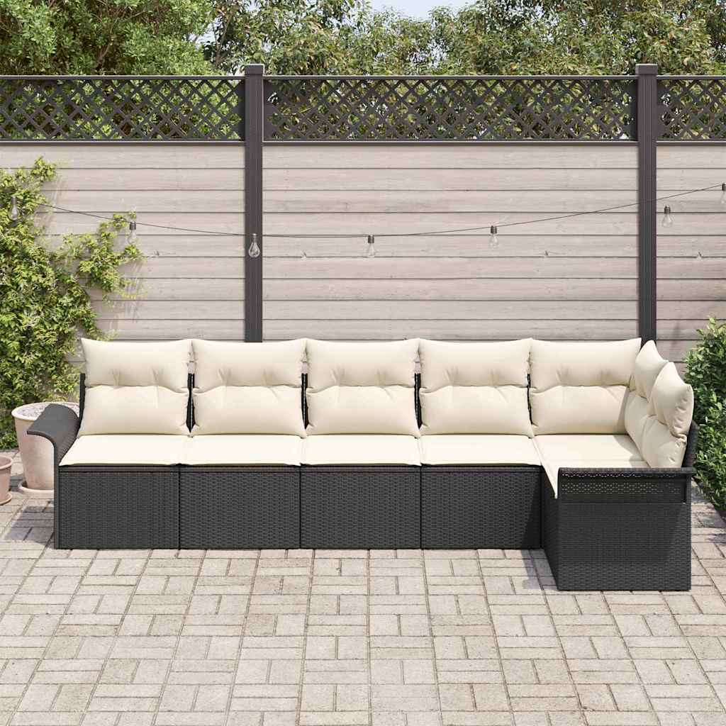vidaXL Zestaw Sof na Ogród z poduszką 6 pcs Czarny polirattan
