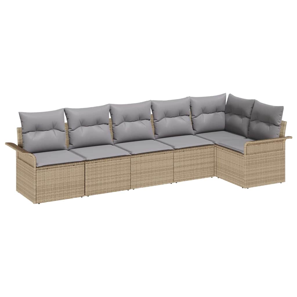 vidaXL Zestaw Sof na Ogród z poduszką 6 pcs Beżowy polirattan