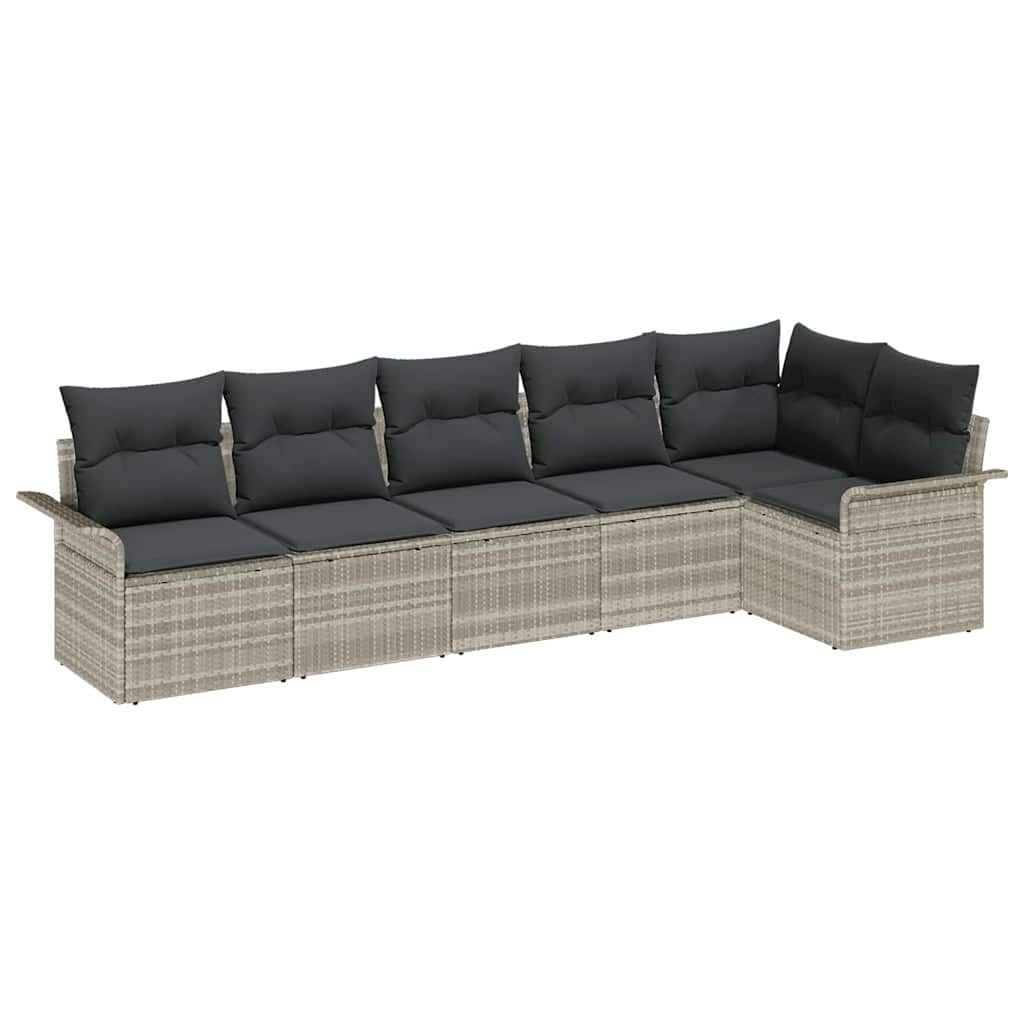 vidaXL Zestaw Sof na Ogród z poduszką 6 pcs Jasnoszary polirattan