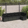 vidaXL Zestaw Sof na Ogród z poduszką 6 pcs Czarny polirattan