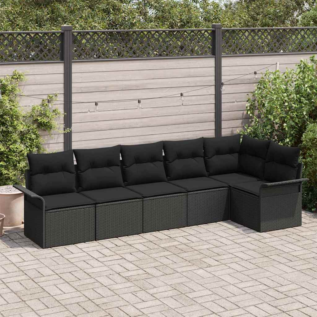 vidaXL Zestaw Sof na Ogród z poduszką 6 pcs Czarny polirattan