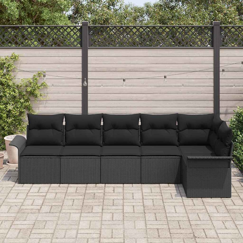 vidaXL Zestaw Sof na Ogród z poduszką 6 pcs Czarny polirattan