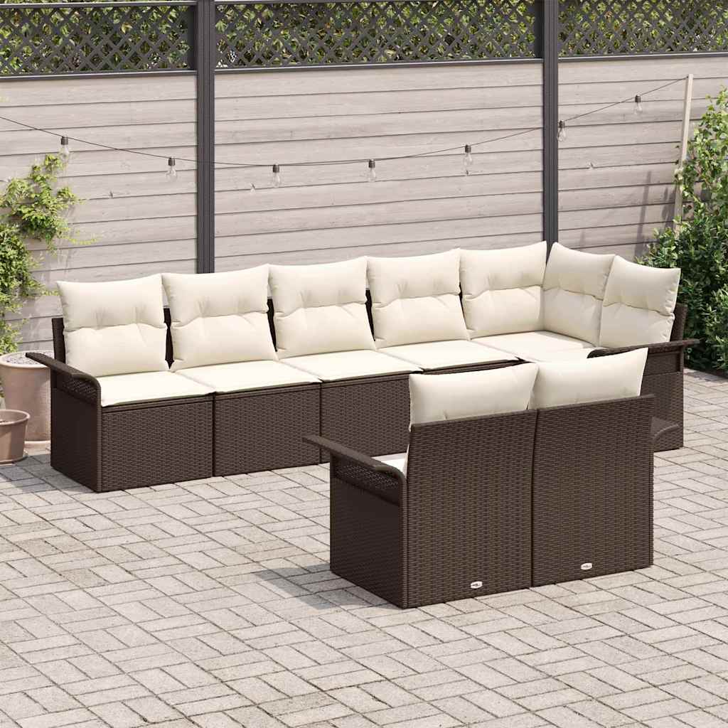 vidaXL Zestaw Sof na Ogród z poduszką 8 pcs Brązowy polirattan