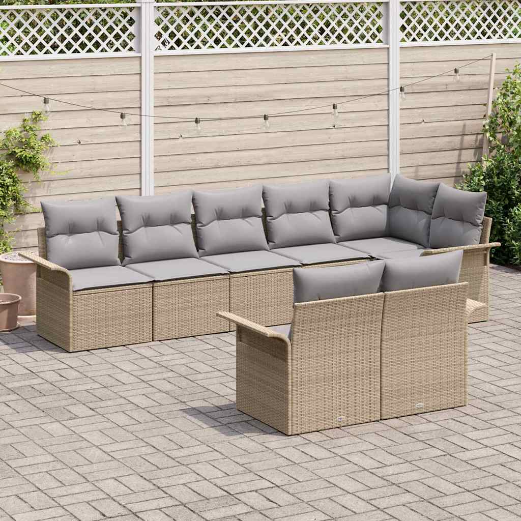 vidaXL Zestaw Sof na Ogród z poduszką 8 pcs Beżowy polirattan