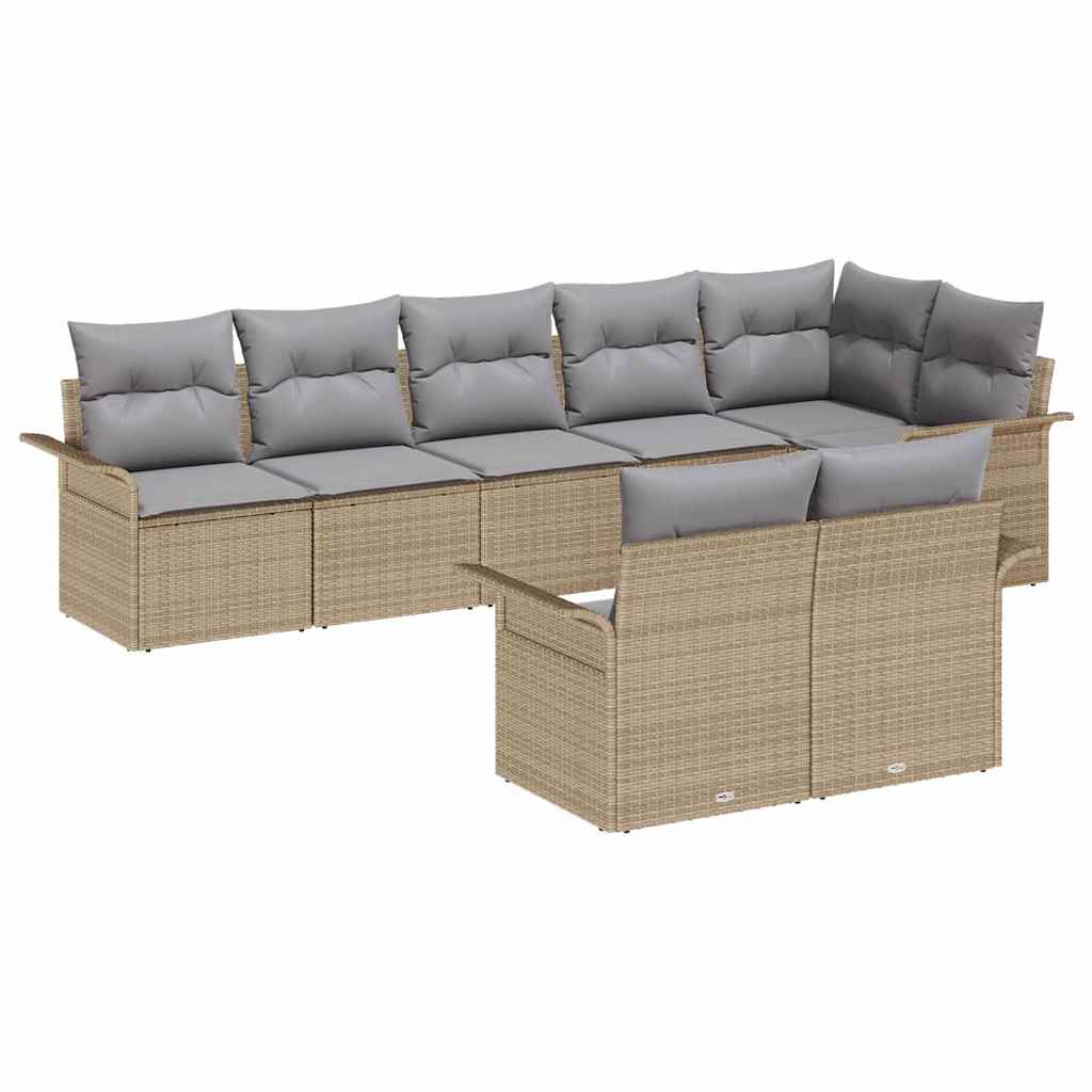 vidaXL Zestaw Sof na Ogród z poduszką 8 pcs Beżowy polirattan