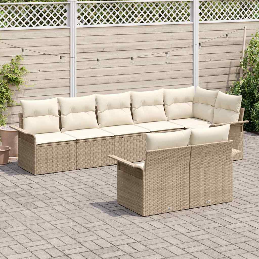 vidaXL Zestaw Sof na Ogród z poduszką 8 pcs Beżowy polirattan