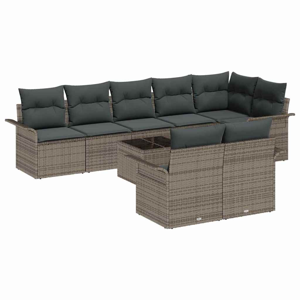 vidaXL Zestaw Sof na Ogród z poduszką 9 pcs Szary Polirattan