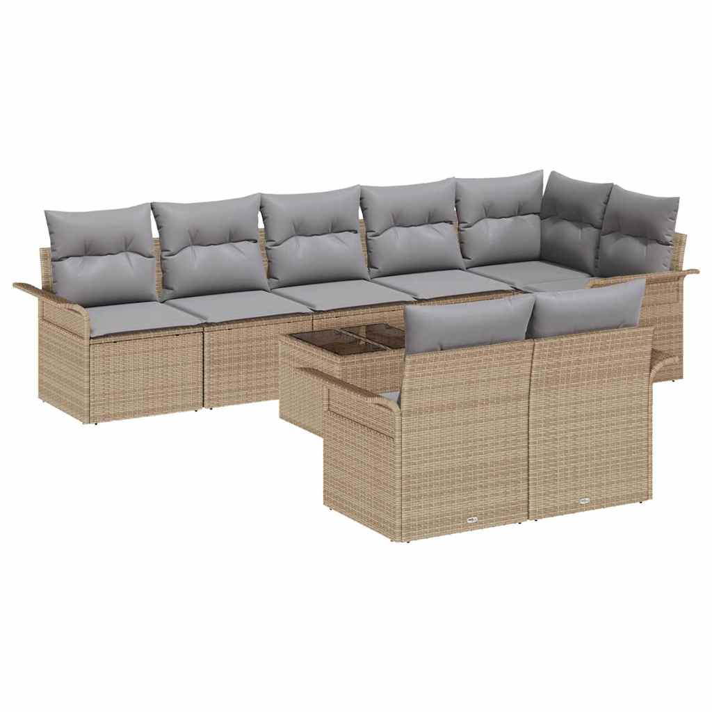 vidaXL Zestaw Sof na Ogród z poduszką 9 pcs Beżowy Polirattan