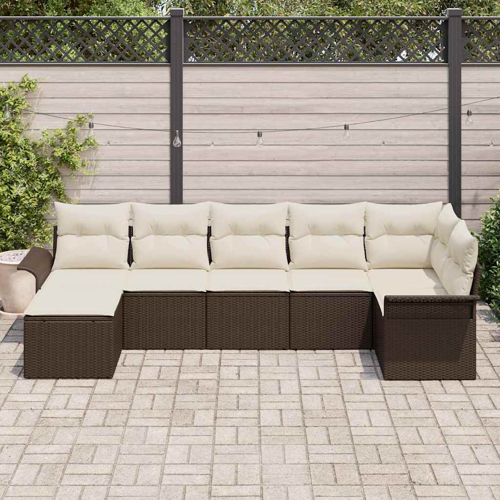 vidaXL Zestaw Sof na Ogród z poduszką 7 pcs Brązowy polirattan