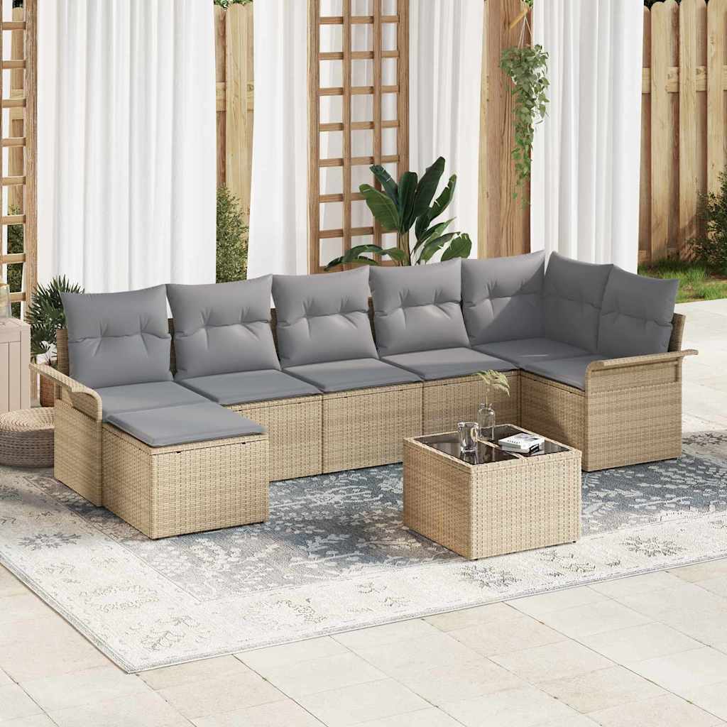 vidaXL Zestaw Sof na Ogród z poduszką 8 pcs Beżowy Polirattan