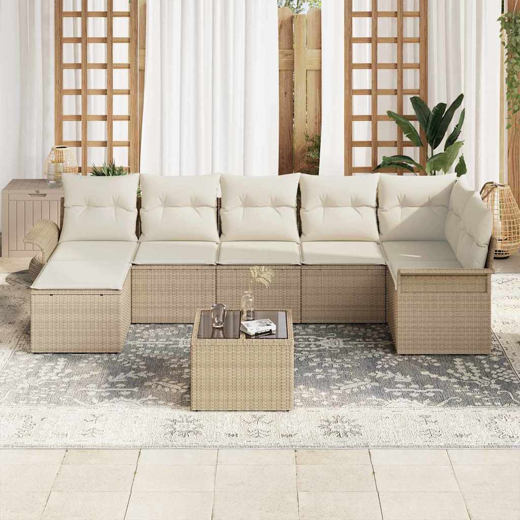 vidaXL Zestaw Sof na Ogród z poduszką 8 pcs Beżowy Polirattan