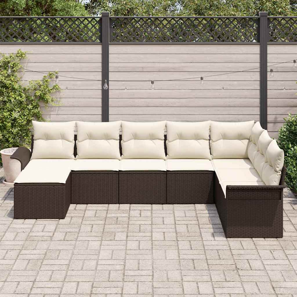 vidaXL Zestaw Sof na Ogród z poduszką 8 pcs Brązowy polirattan