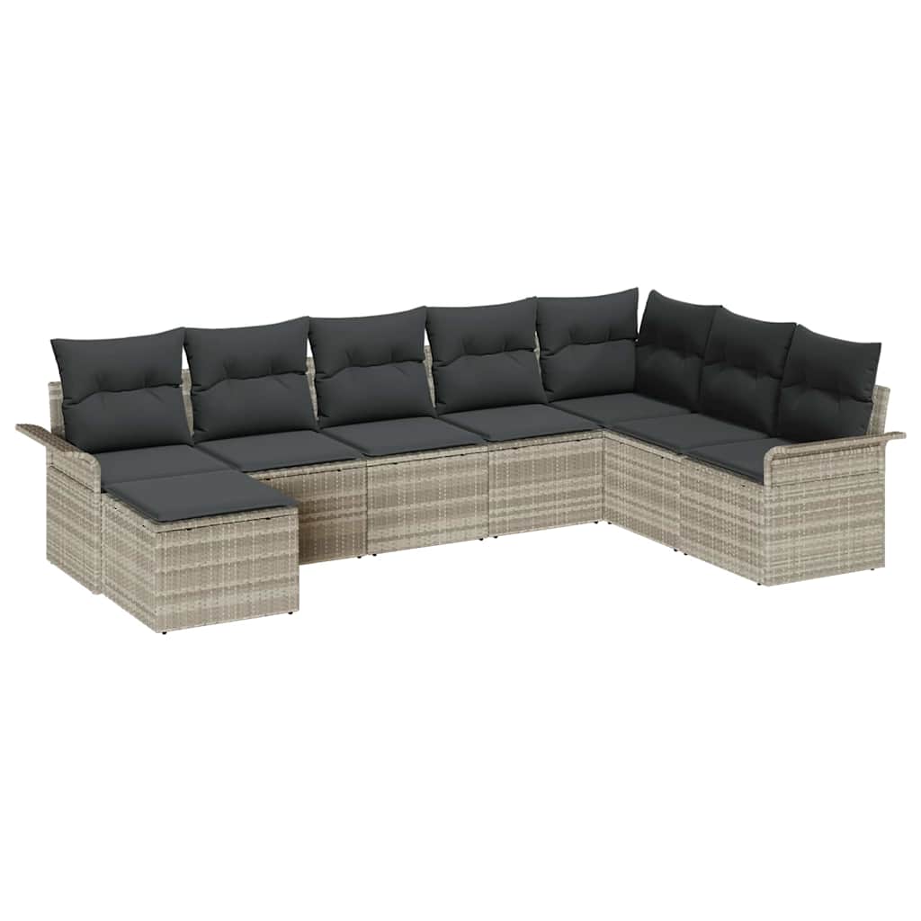 vidaXL Zestaw Sof na Ogród z poduszką 8 pcs Jasnoszary polirattan