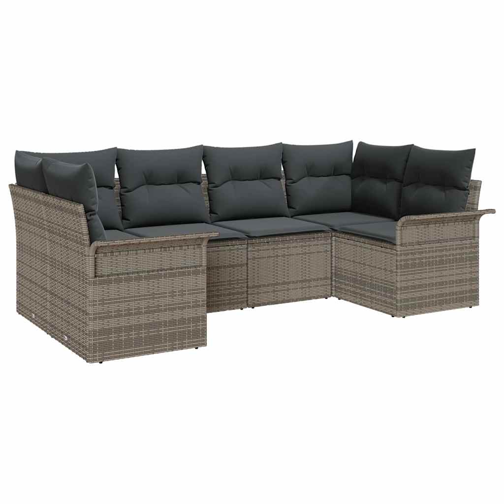 vidaXL Zestaw Sof na Ogród z poduszką 6 pcs Szary polirattan