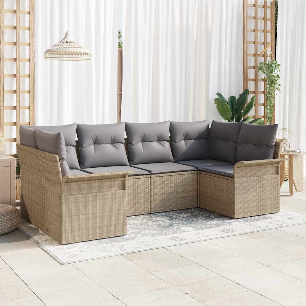 vidaXL Zestaw Sof na Ogród z poduszką 6 pcs Beżowy polirattan