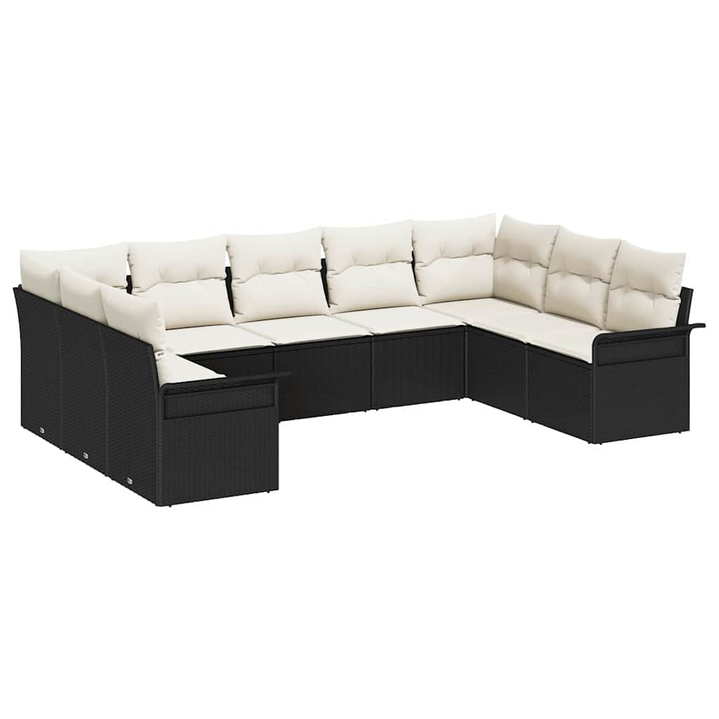 vidaXL Zestaw Sof na Ogród z poduszką Czarny polirattan
