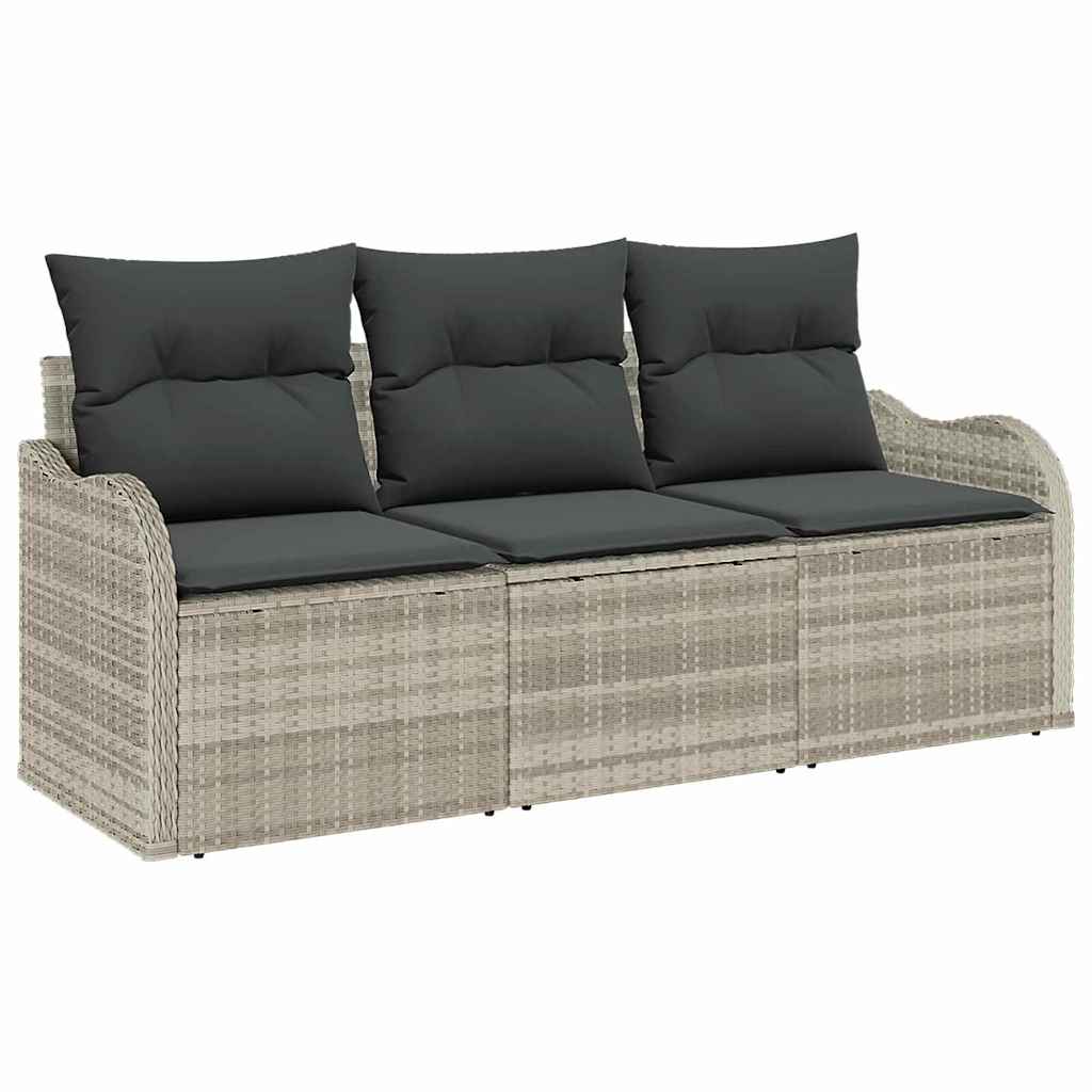 vidaXL Zestaw Sof na Ogród z poduszką 3 pcs jasnoszary polirattan