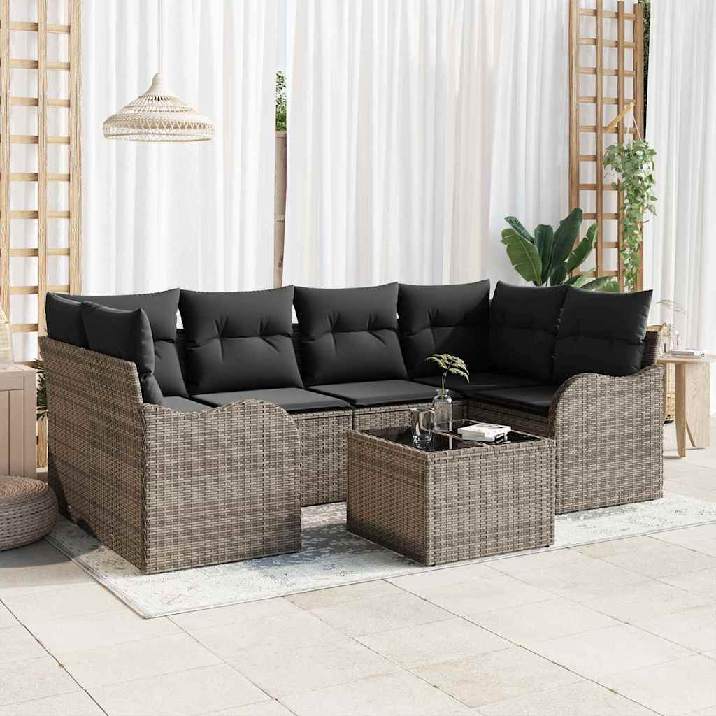 vidaXL Zestaw Sof na Ogród Szary 55 x 55 x 37 cm polirattan