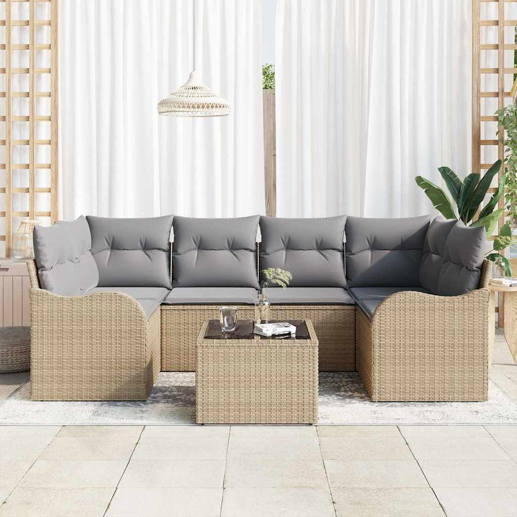 vidaXL Zestaw Sof na Ogród Beżowy 55 x 55 x 37 cm polirattan