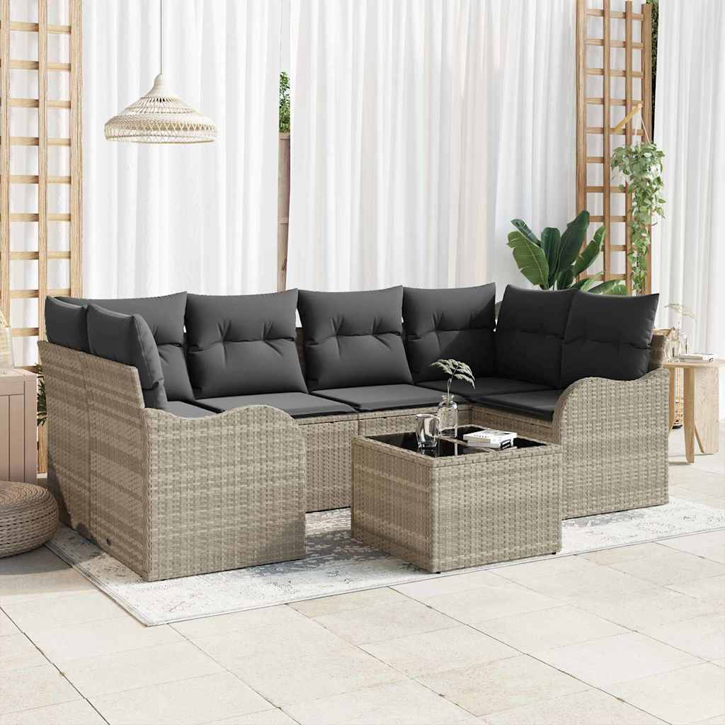 vidaXL Zestaw Sof na Ogród Jasnoszary 55 x 55 x 37 cm polirattan