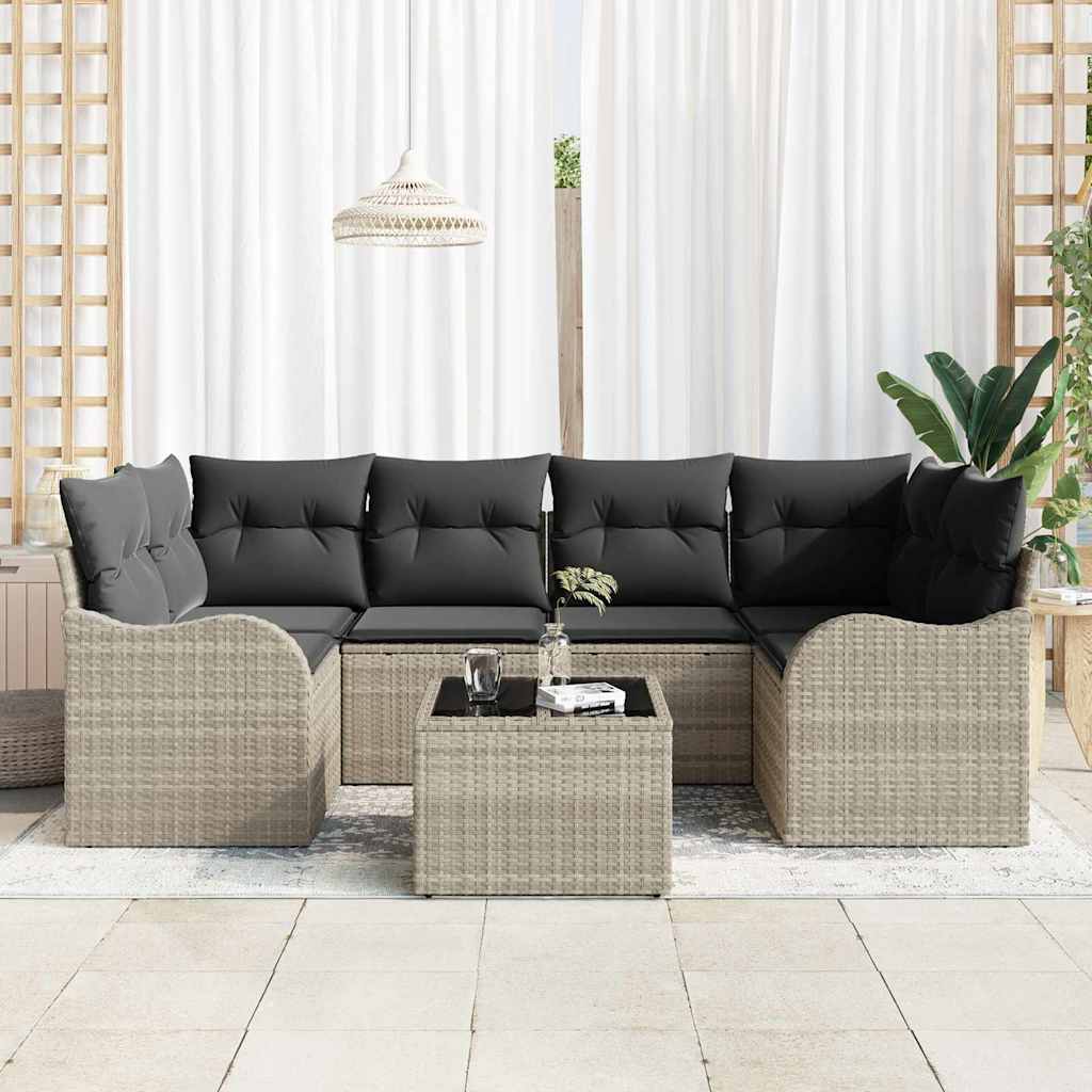 vidaXL Zestaw Sof na Ogród Jasnoszary 55 x 55 x 37 cm polirattan