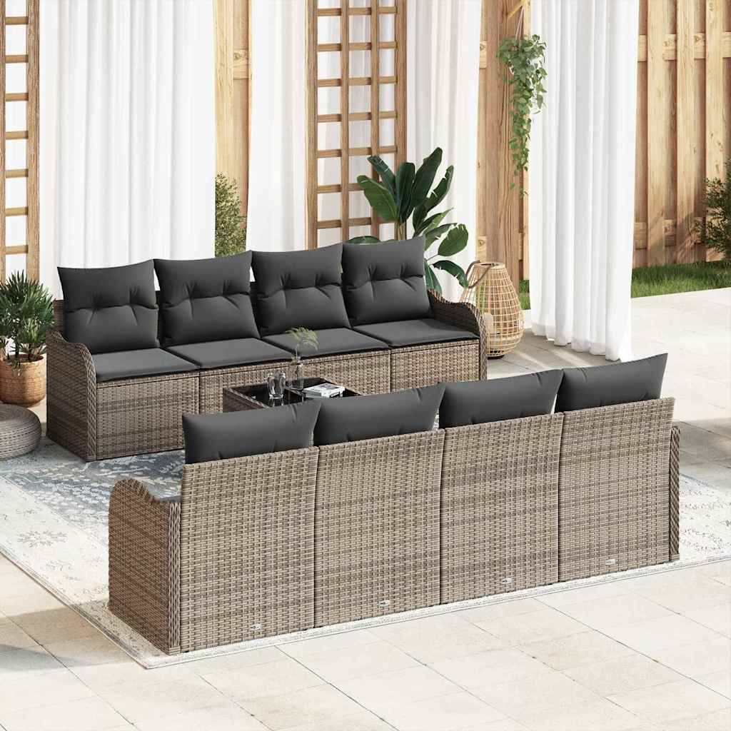 vidaXL Zestaw Sof na Ogród Szary 55 x 55 x 37 cm polirattan