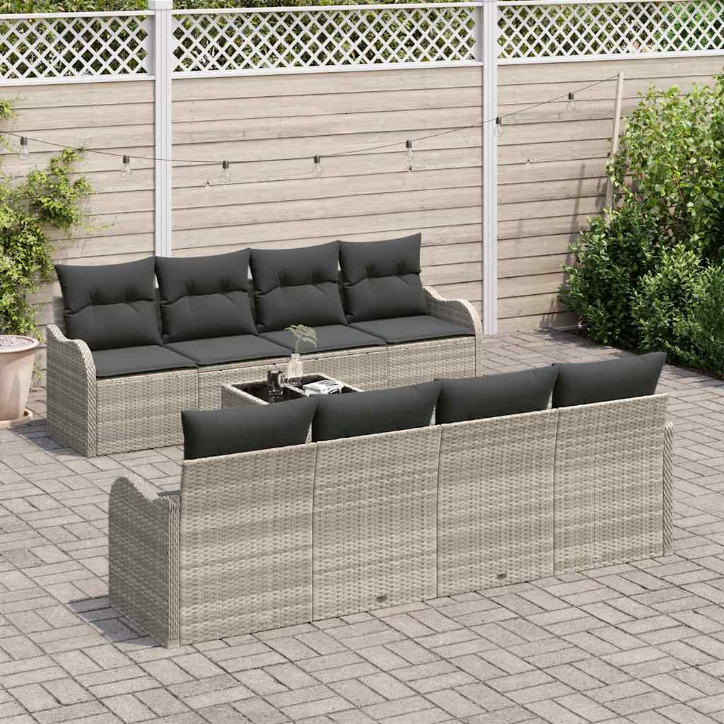 vidaXL Zestaw Sof na Ogród Jasnoszary 55 x 55 x 37 cm polirattan