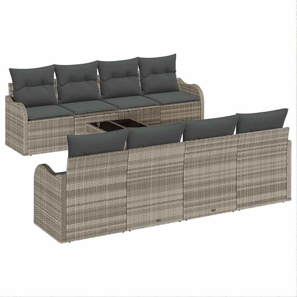 vidaXL Zestaw Sof na Ogród Jasnoszary 55 x 55 x 37 cm polirattan