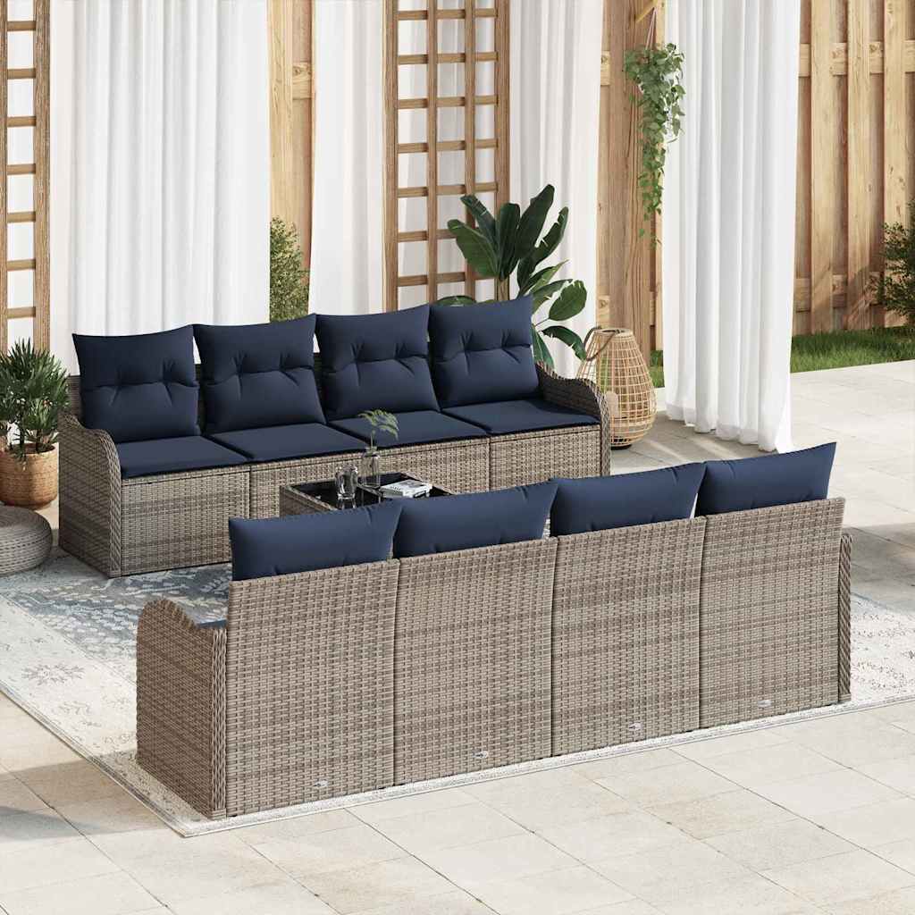 vidaXL Zestaw Sof 9 szt. 8-Liczba miejsc Szary polirattan