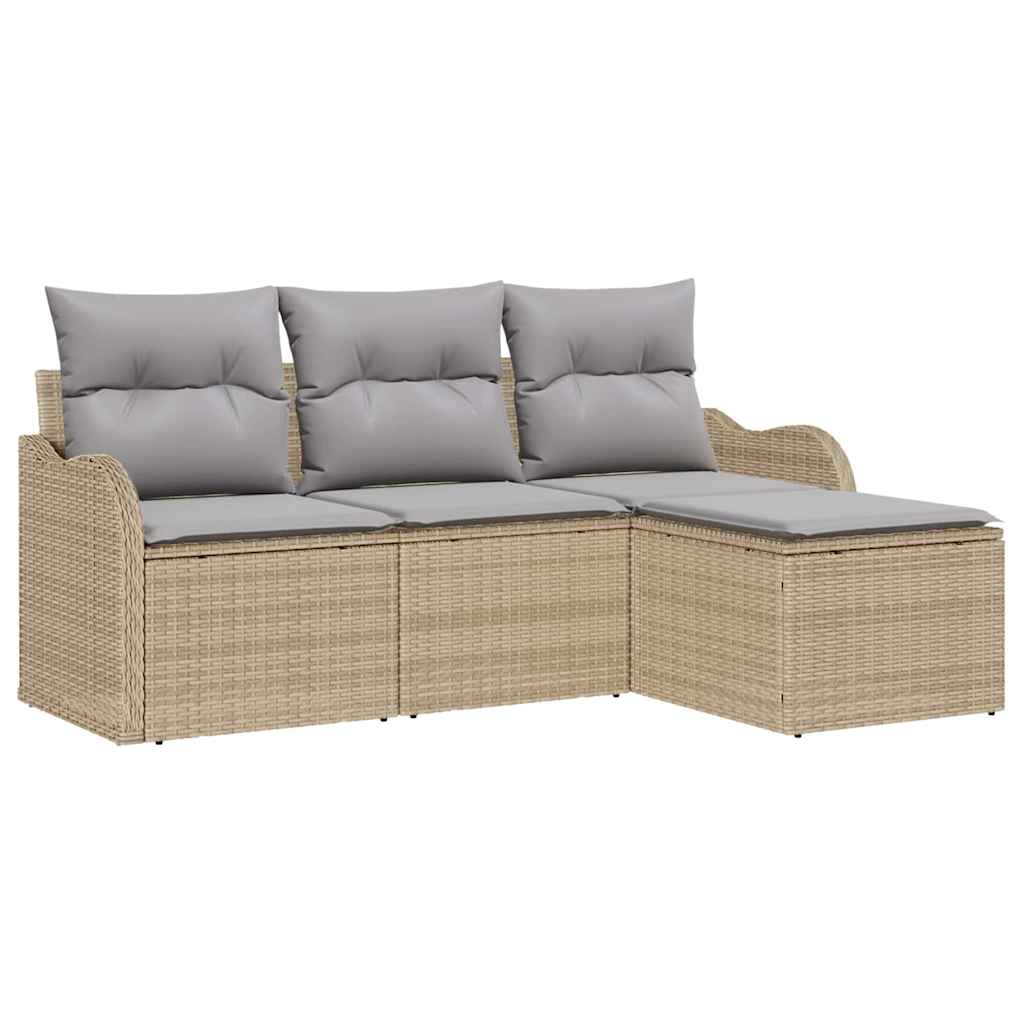 vidaXL Zestaw Sof na Ogród z poduszką 4 pcs Beżowy polirattan