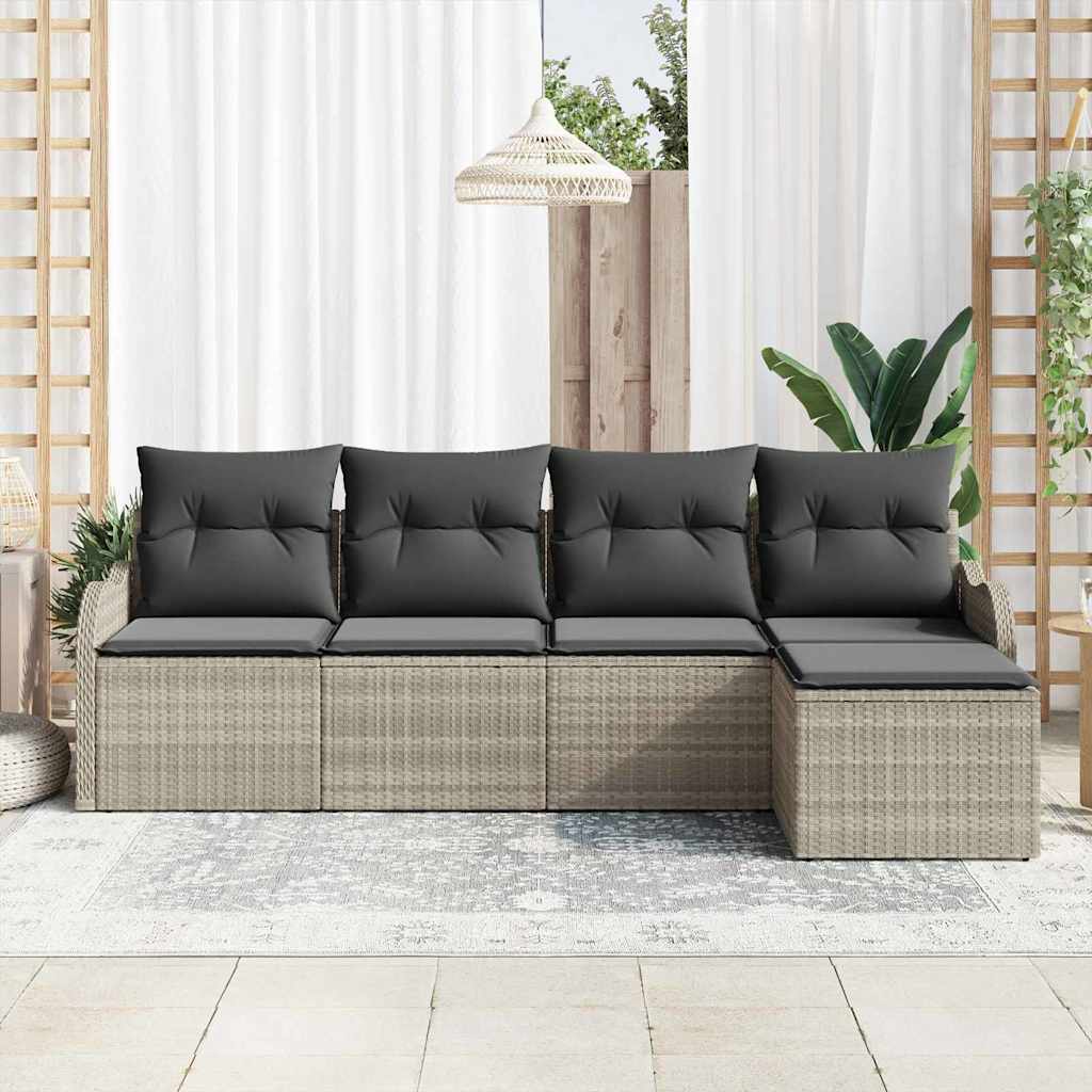 vidaXL Zestaw Sof na Ogród 5 pcs Jasnoszary polirattan