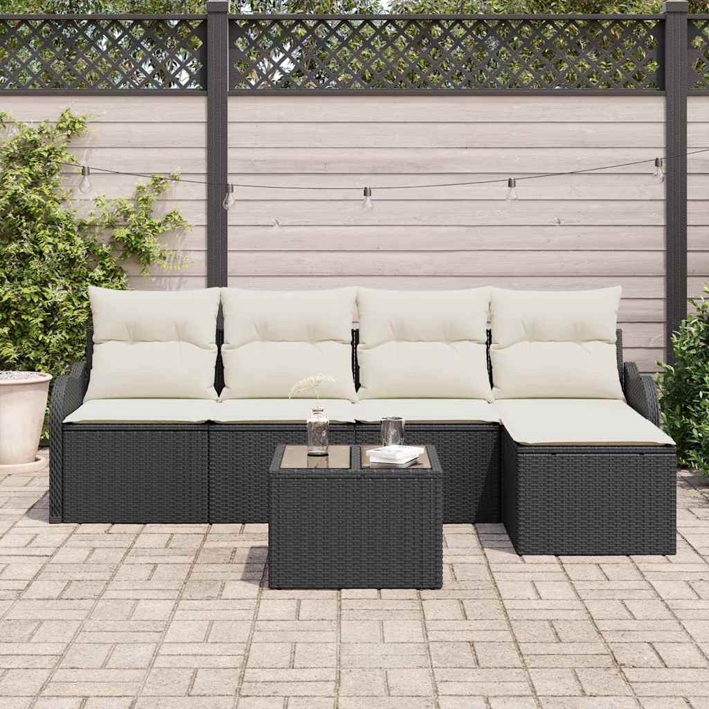 vidaXL Zestaw Sof na Ogród 6 pcs Czarny polirattan