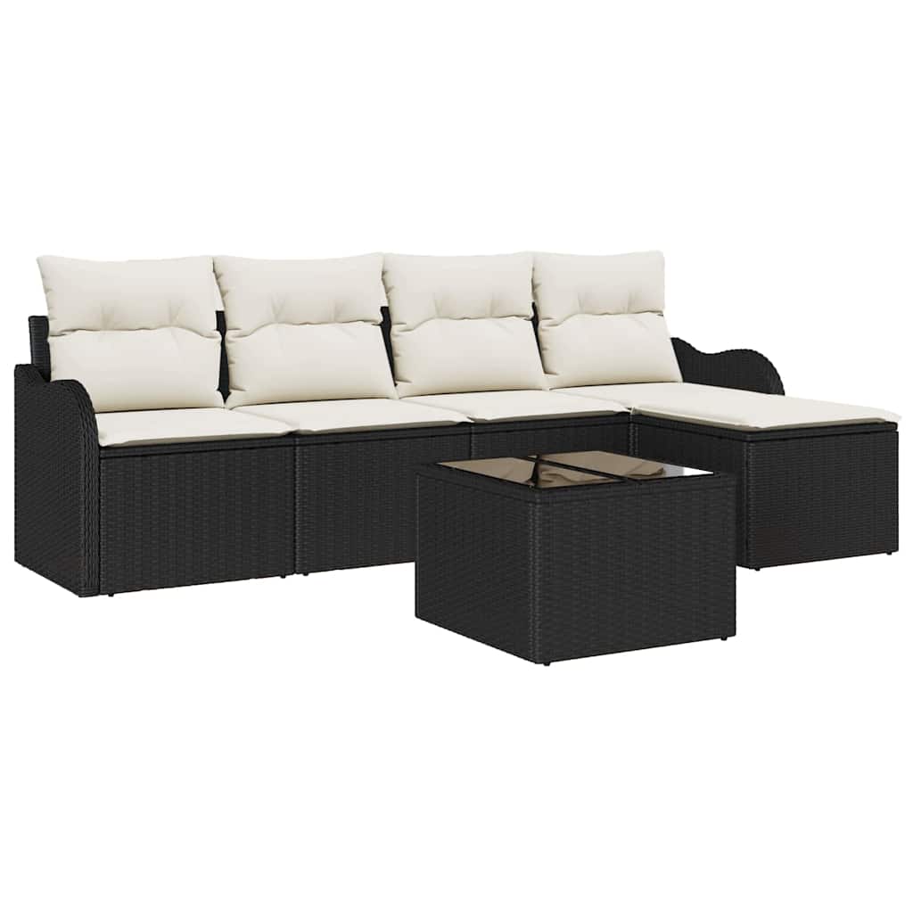 vidaXL Zestaw Sof na Ogród 6 pcs Czarny polirattan