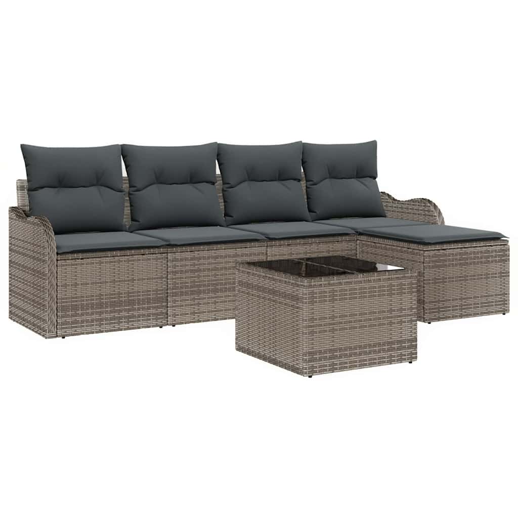 vidaXL Zestaw Sof na Ogród 6 pcs Szary polirattan