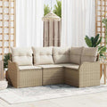 vidaXL Zestaw Sof na Ogród 4 pcs Beżowy polirattan