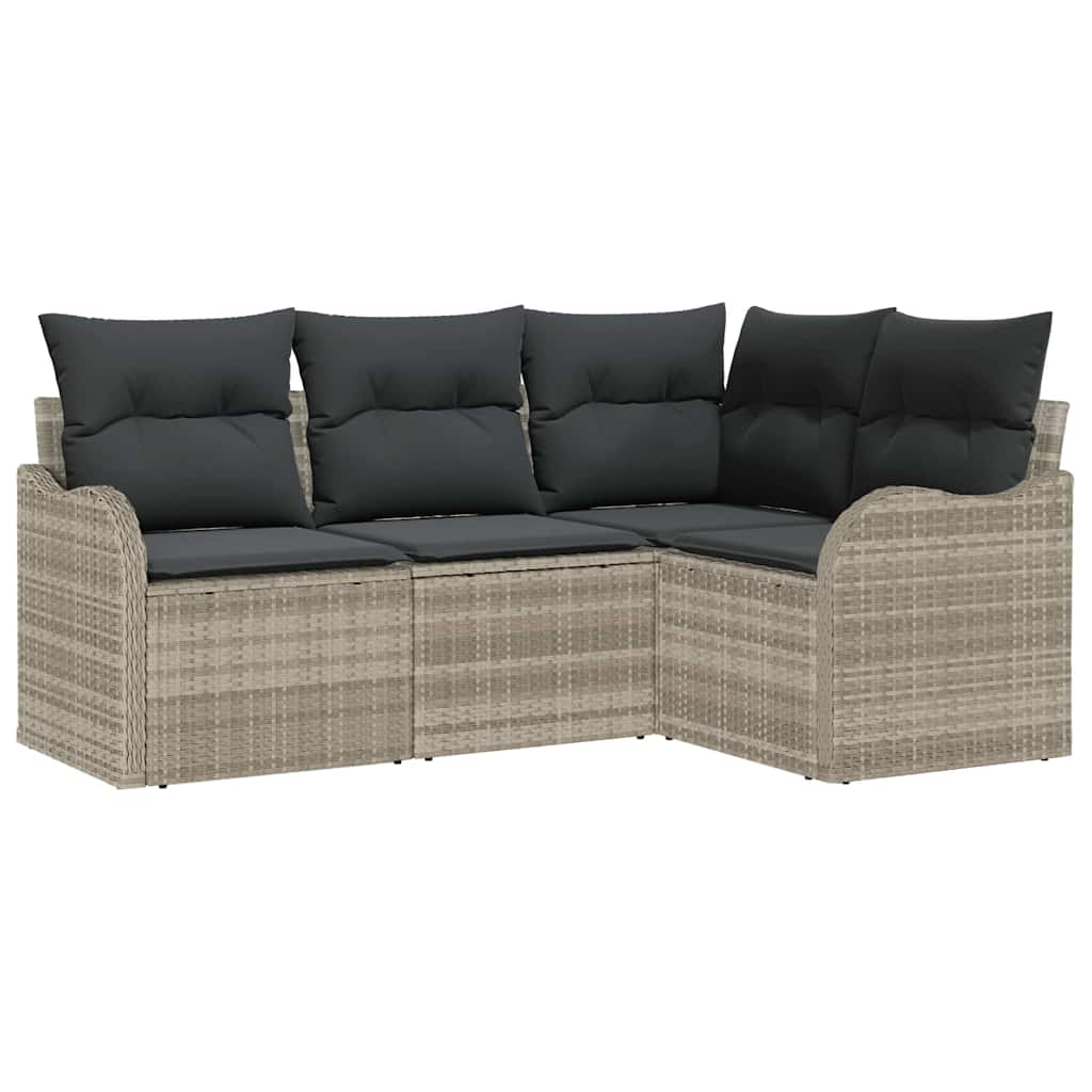 vidaXL Zestaw Sof na Ogród 4 pcs Jasnoszary polirattan