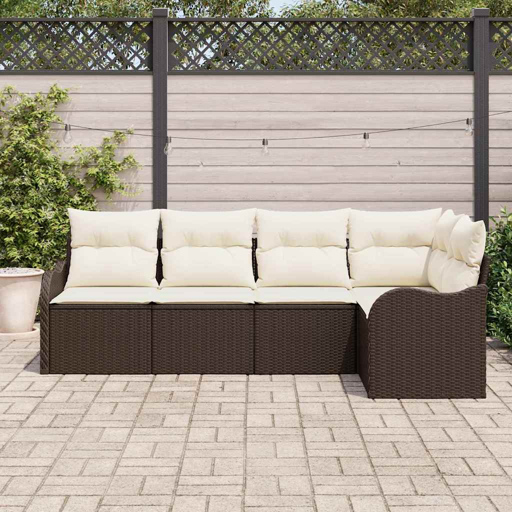 vidaXL Zestaw Sof na Ogród 5 pcs Brązowy polirattan