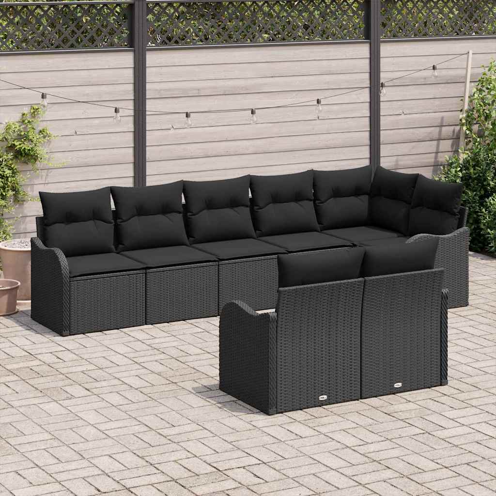 vidaXL Zestaw Sof na Ogród 8 pcs Czarny polirattan