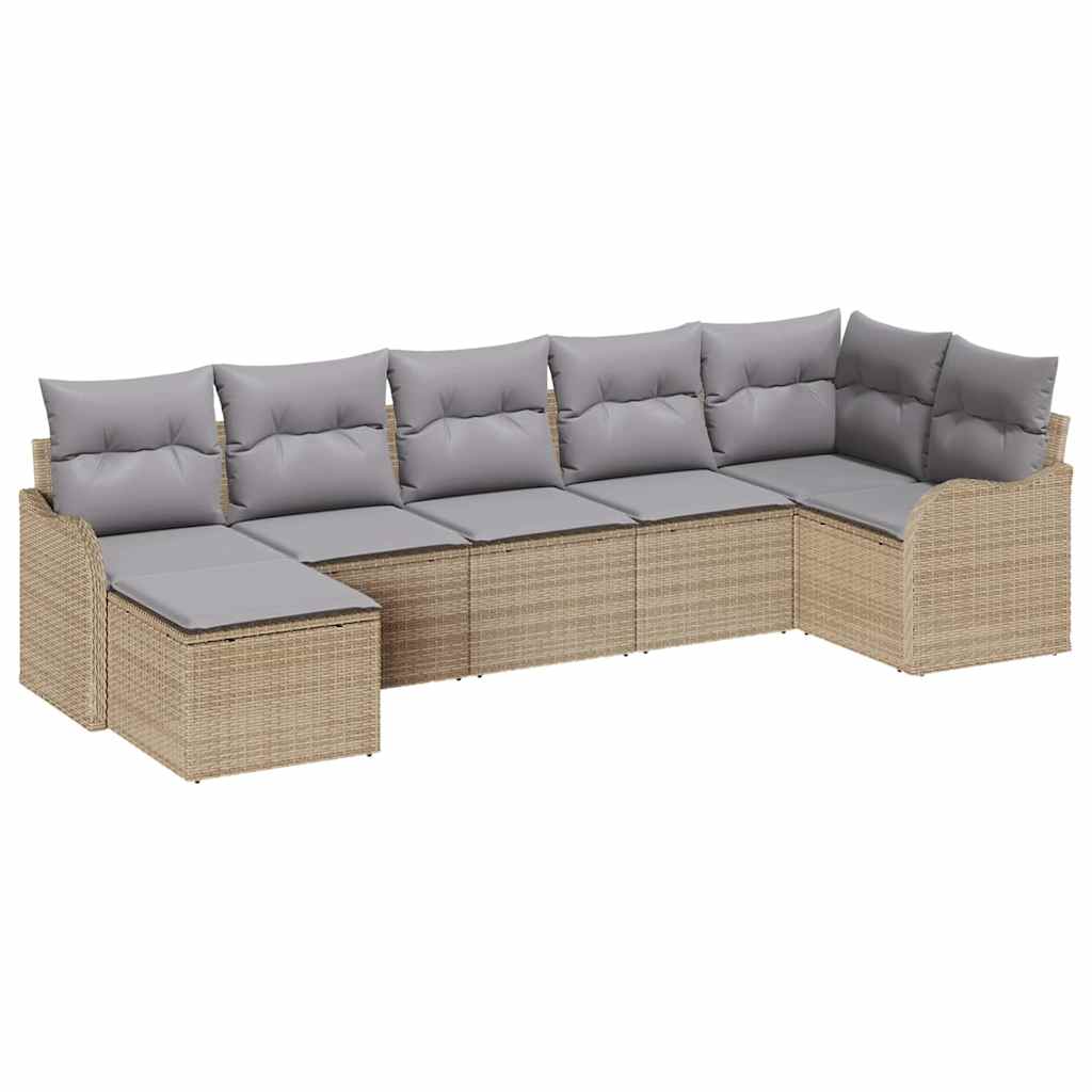 vidaXL Zestaw Sof na Ogród 7 pcs Beżowy polirattan